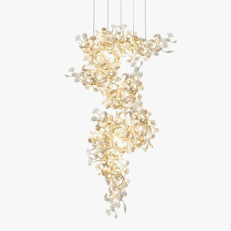 Olivia Lustre Céramique Gingko Grappe Laiton Floral
