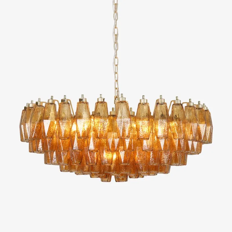 Murano Chandelier Ambre Superposé Ovale