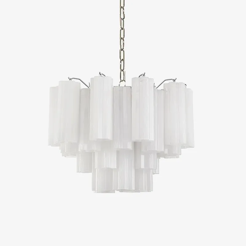 Aurora Chandelier Blanc Tubes Superposés