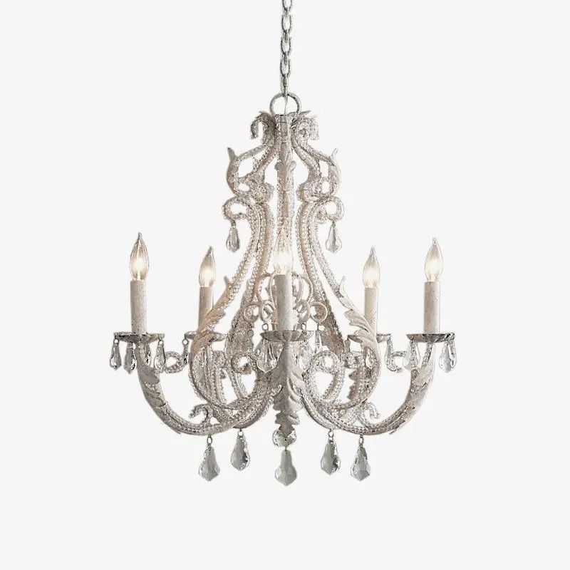 Lustra Suspension Lampe Porte-Bougie Perles de Cristal