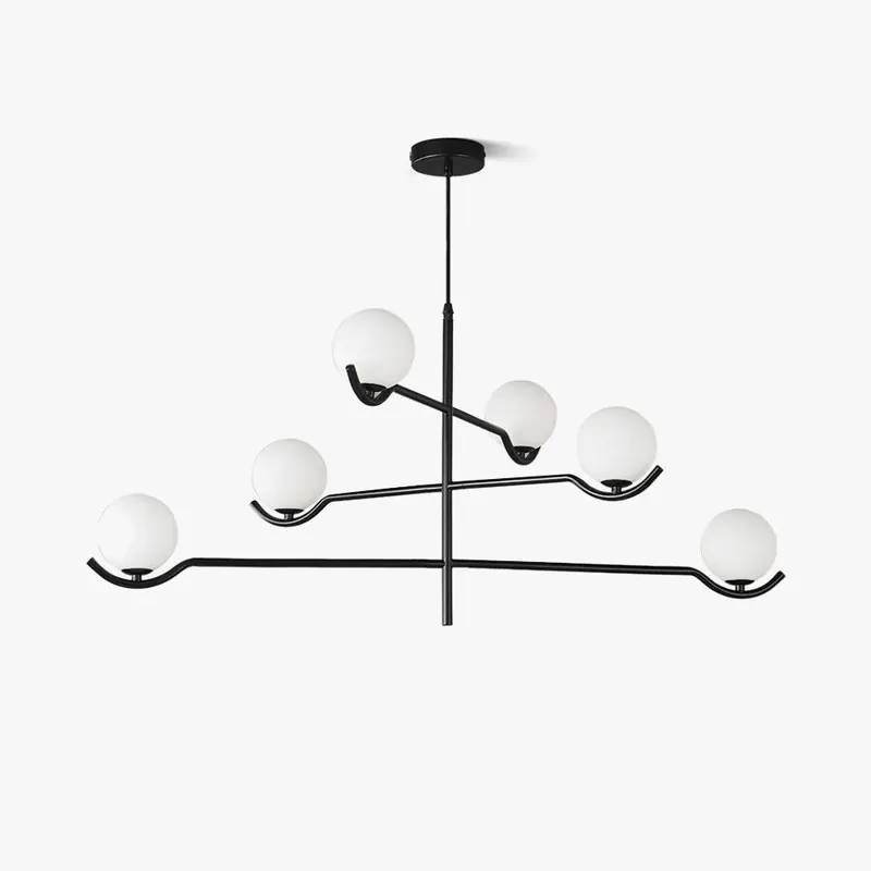 Lustra Suspension en Verre Noir avec Cadre
