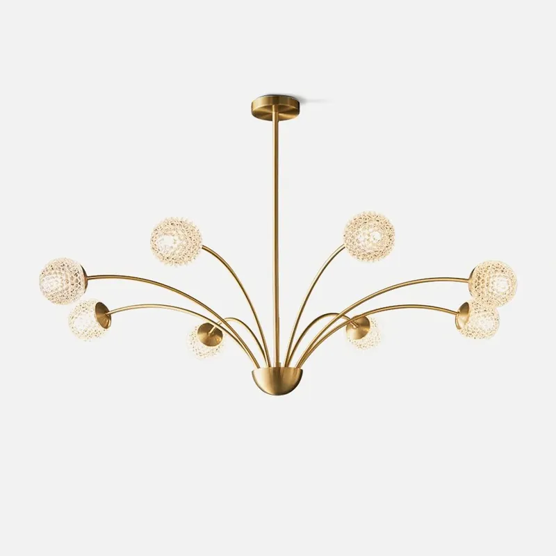 Lustra Chandelier Bras Courbés Laiton