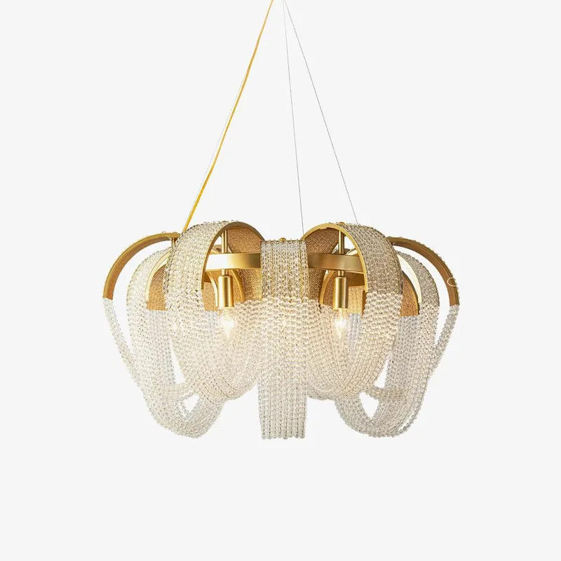 Lustra Chandelier Maille Cristal Doré Cascade Scintillante
