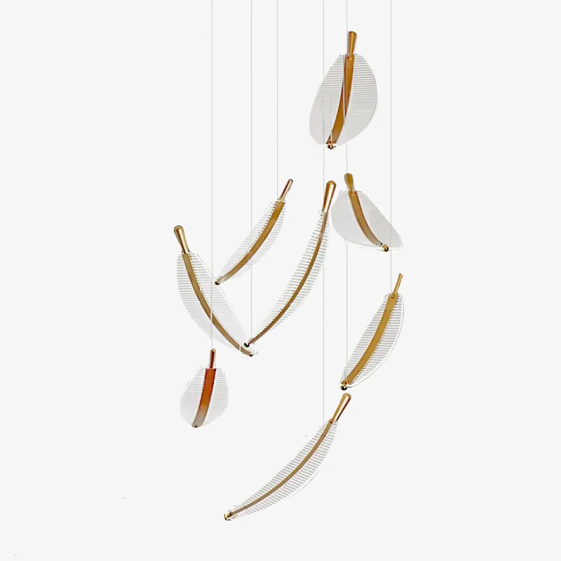 Lustra Moderne Élégant Or Acrylique Feuille Lustre