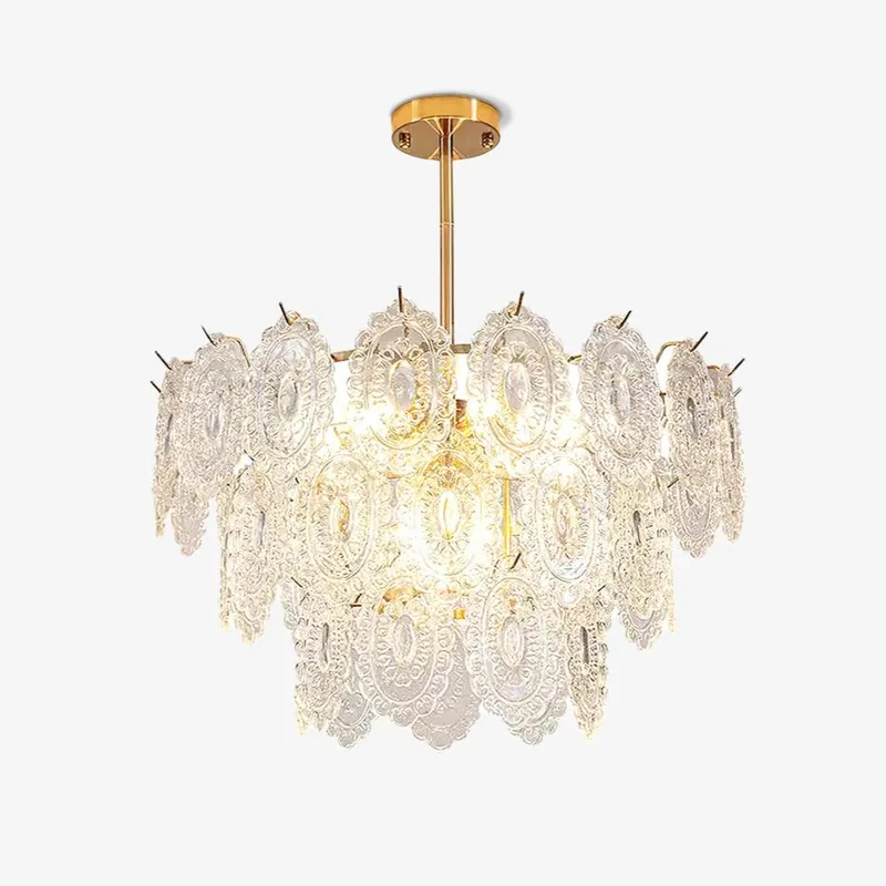 Lustra Chandelier Vague en Verre et Fer Forgé Élégant