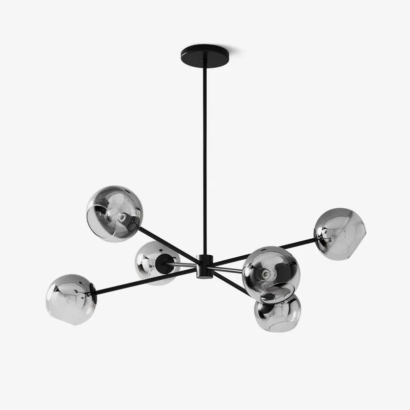 Solara Chandelier en Verre Décalé à 6 Lumières