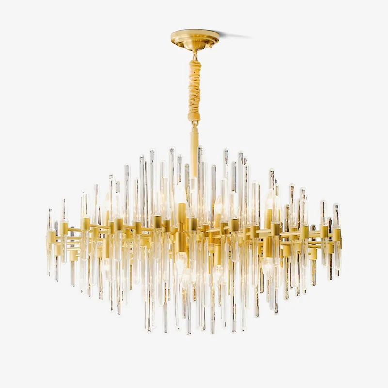 Solara Chandelier en Laiton Antique de Luxe