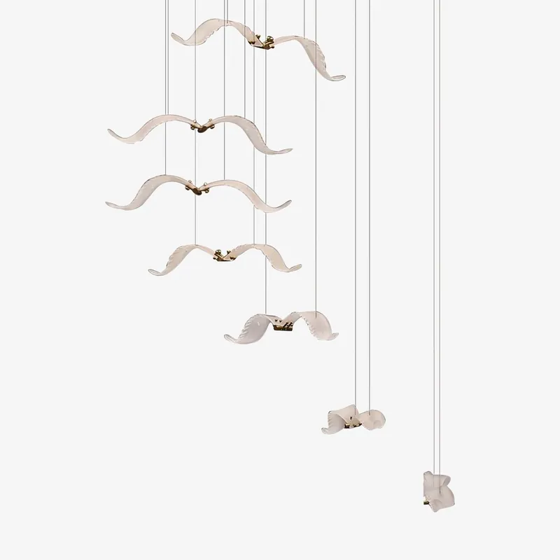 Acariel Chandelier de Luxe Grand en Verre Mouette