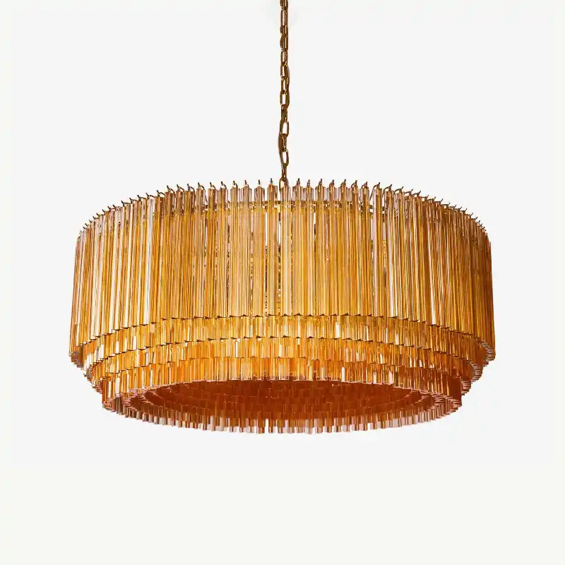 Aurora Chandelier en Verre Ambre Tambour