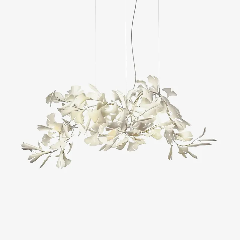 Olivia Chandelier en Céramique Feuilles de Ginkgo aux Courbes Organiques