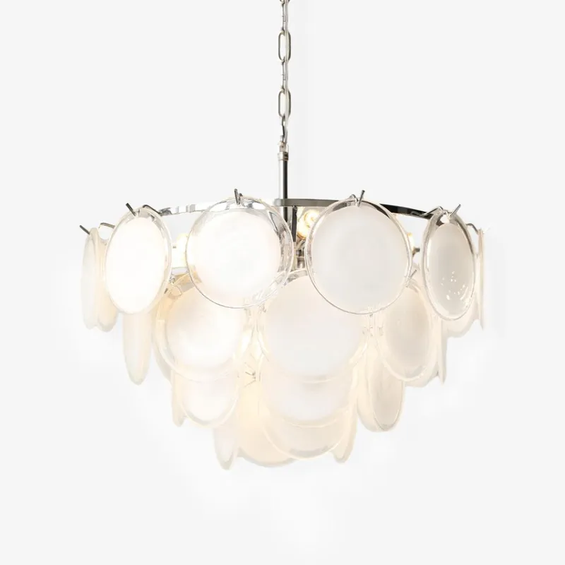 Noelia Chandelier en Verre Chrome Élégant