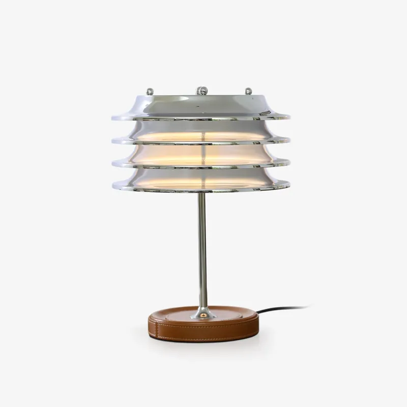 Calystron Art Cuir Artificiel Métal Lampe de Table