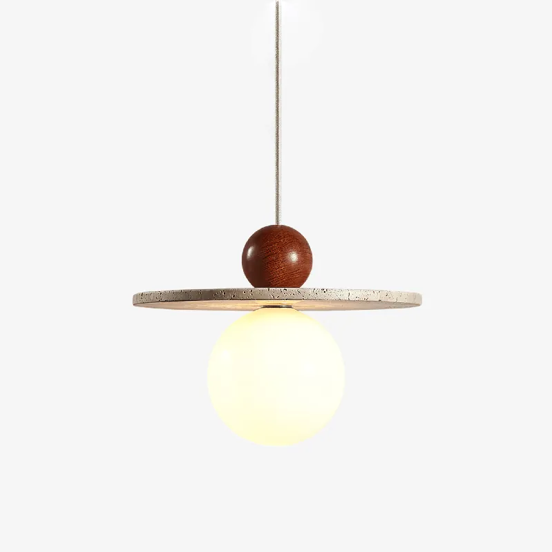 Solen Naturel Travertin Métal Suspension Lampe