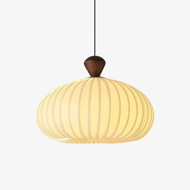 Ovola Métal Bois Plissé Suspension Lumière