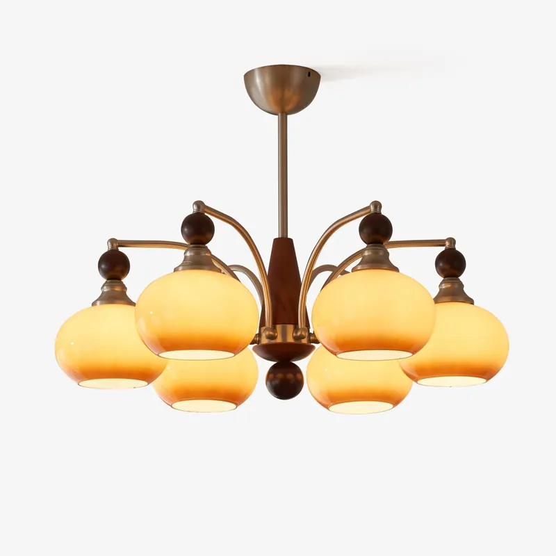 Serenade Moderne Artistique Luxe Verre Bois Lustre