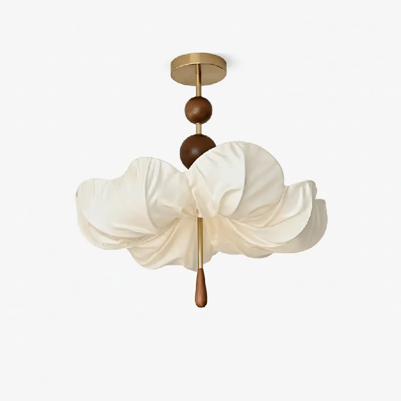 Floralis Artistique Luxe Bois Tissu Plafonnier Lumière