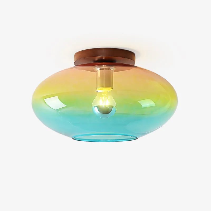 Tilio Artistique Bois Verre Plafonnier Lampe