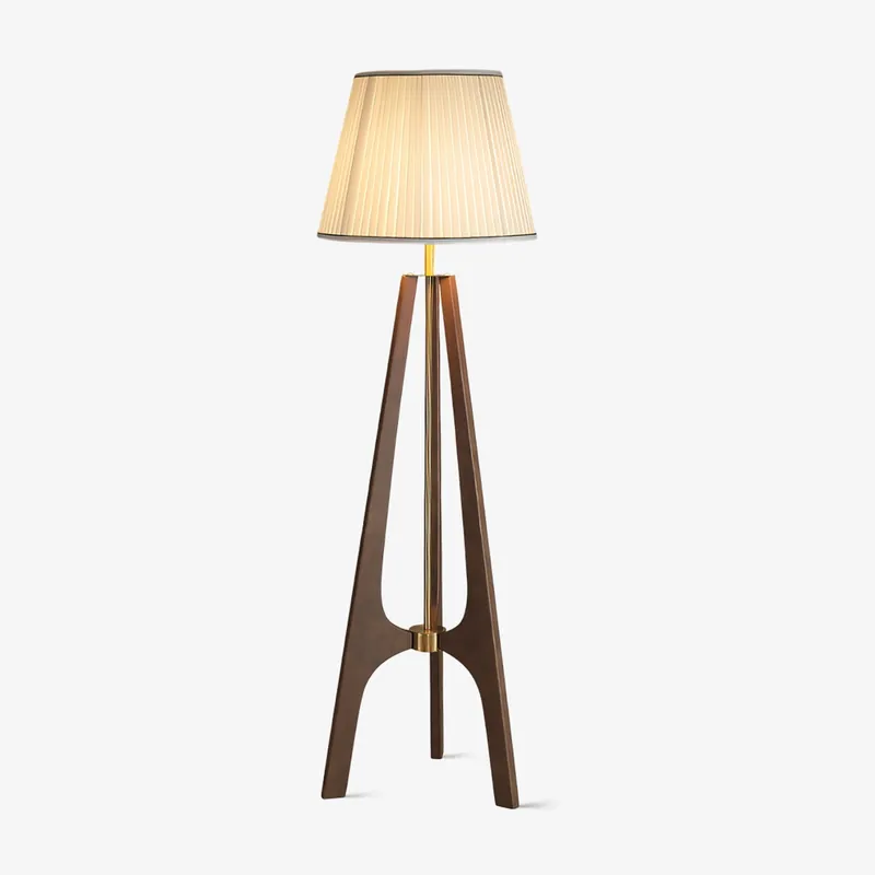 Trivelle Artistique Trépied Tissu Bois Lampadaire