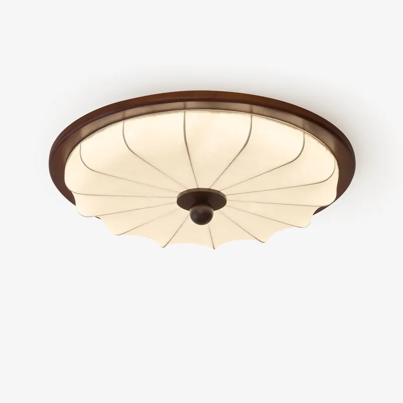 Seraphyne Moderne Tissu Bois Plafonnier Lumière