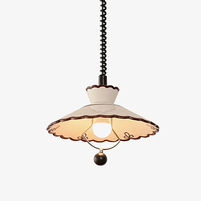 Scalloped Bord Métal Céramique Suspension Lampe