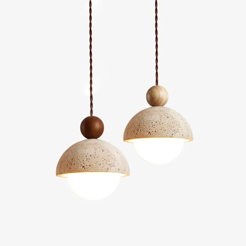 Niva Travertin Suspension Luminaire Ludique Élégante
