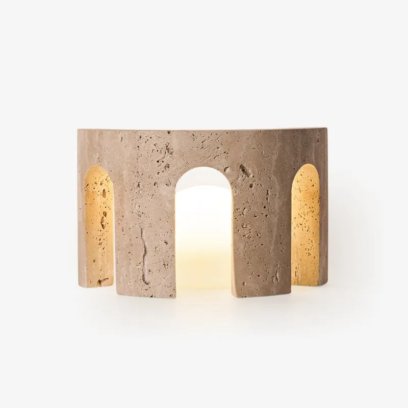 Arco Lampe de Table Minimaliste en Pierre de Travertin