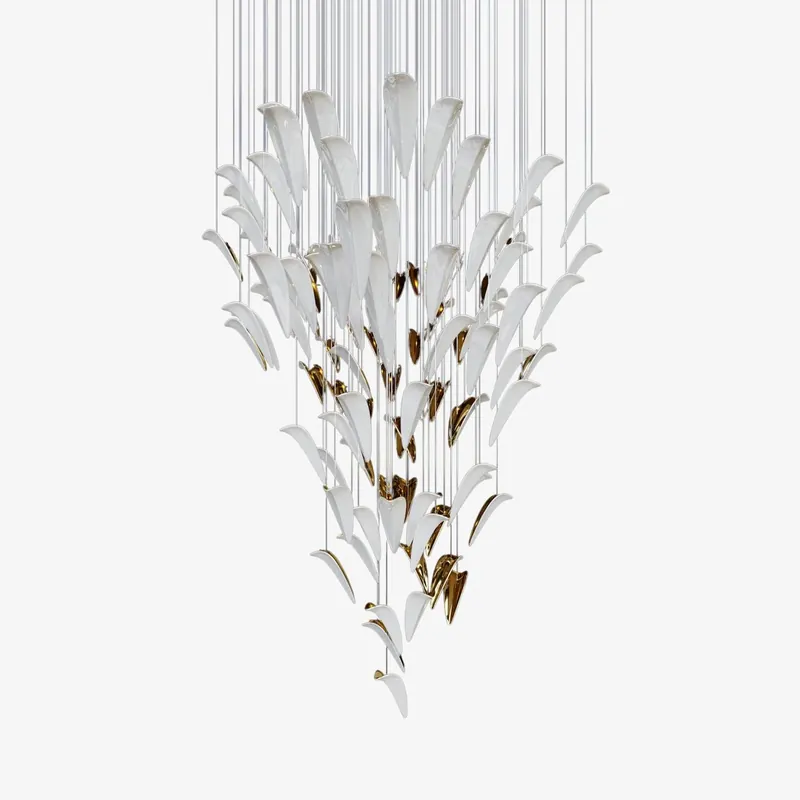 Torch Lustre Personnalisé Art Déco Plume Blanche