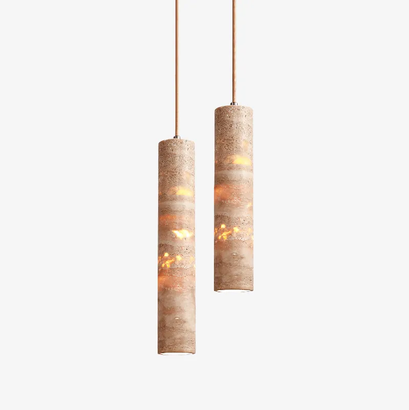 Cylindrical Suspension Moderne en Travertin