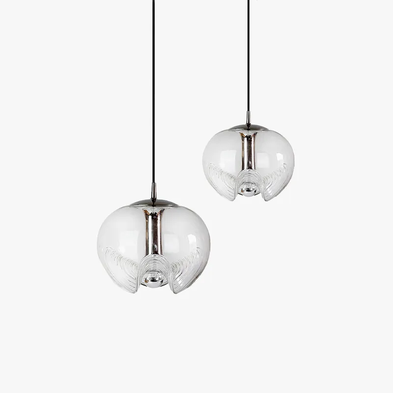 Valentina Suspension Moderne Transparent Onde Métal Verre Chambre à Coucher