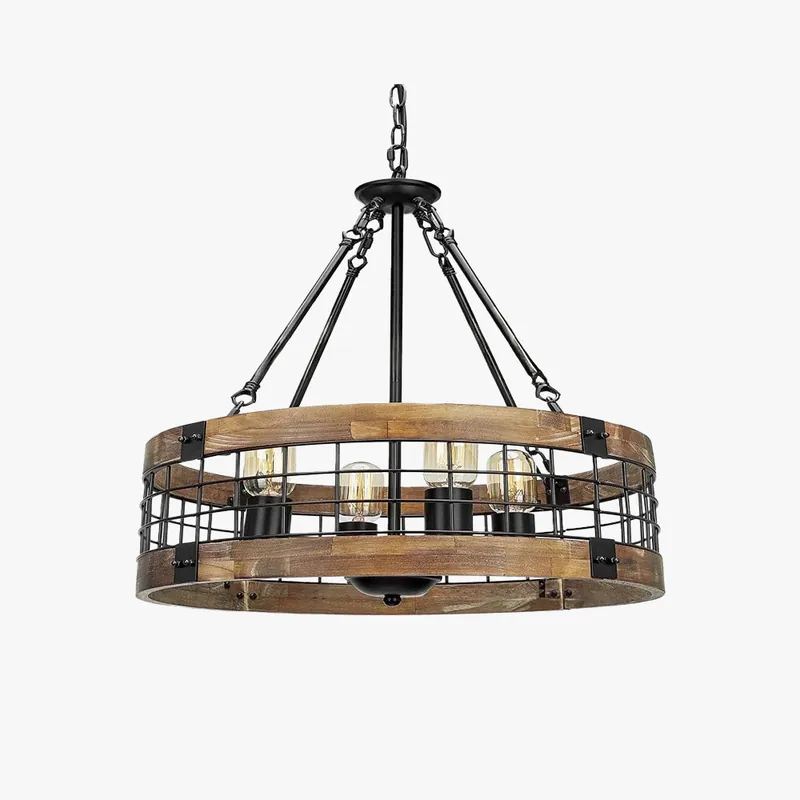 Silva Industriel LED Suspension Bois Métal Salon