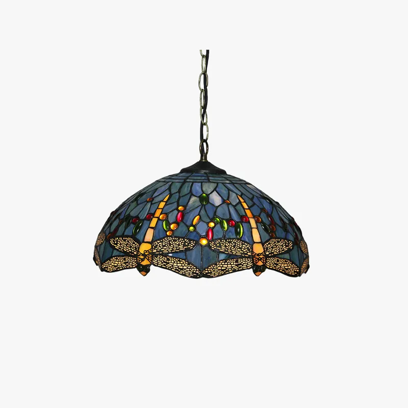 Tiffany Vintage Suspension Tachée Métal Verre Bol Chambre À Coucher