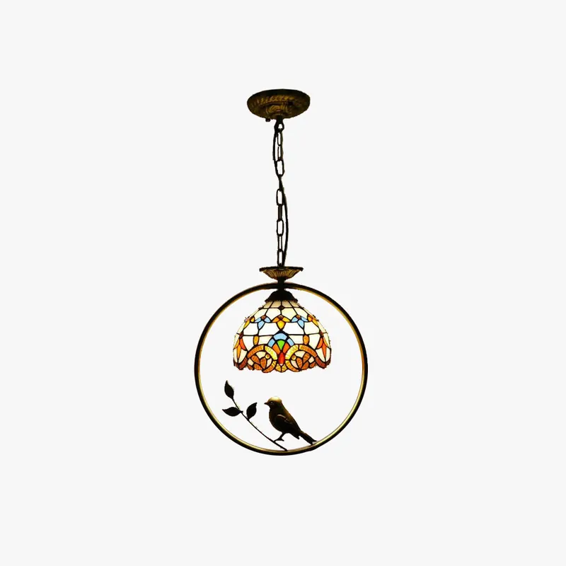 Tiffany Cottage Suspension Métal Verre Chambre À Coucher