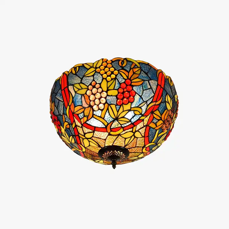 Tiffany Vintage LED Plafonnier Métal\\/Verre Chambre À Coucher