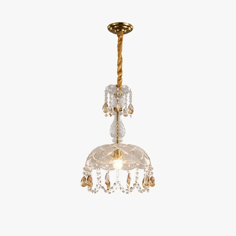 Kristy Rétro LED Cristal Rond Suspension Or Verre Chambre À Coucher