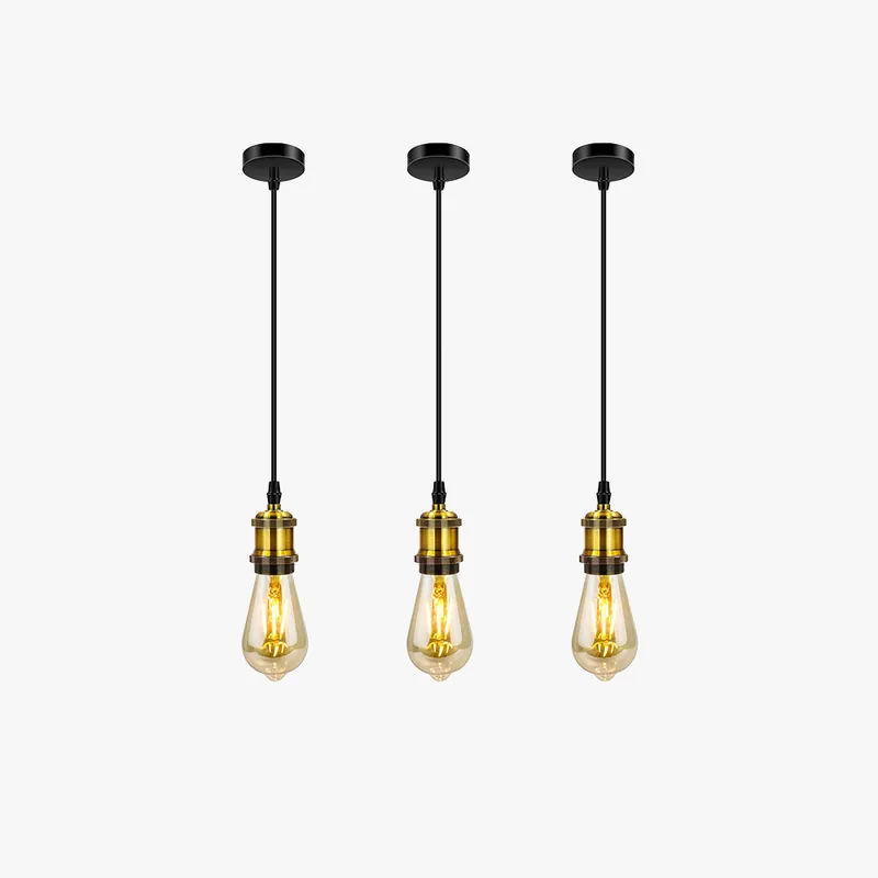 Silva Rétro LED Suspension Noir\\/Or Métal Verre Chambre À Coucher