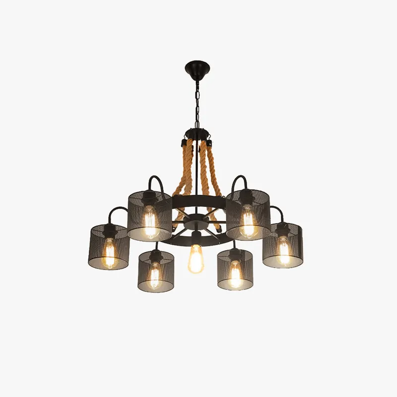 Epoch Suspension LED Vintage Corde Noire\\/Métal Salon