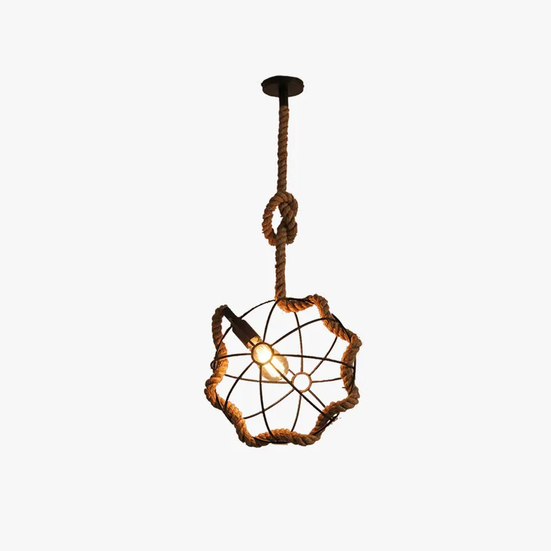 Epoch Suspension LED Rétro en Métal Noir\\/Barre de Corde\\/Salon