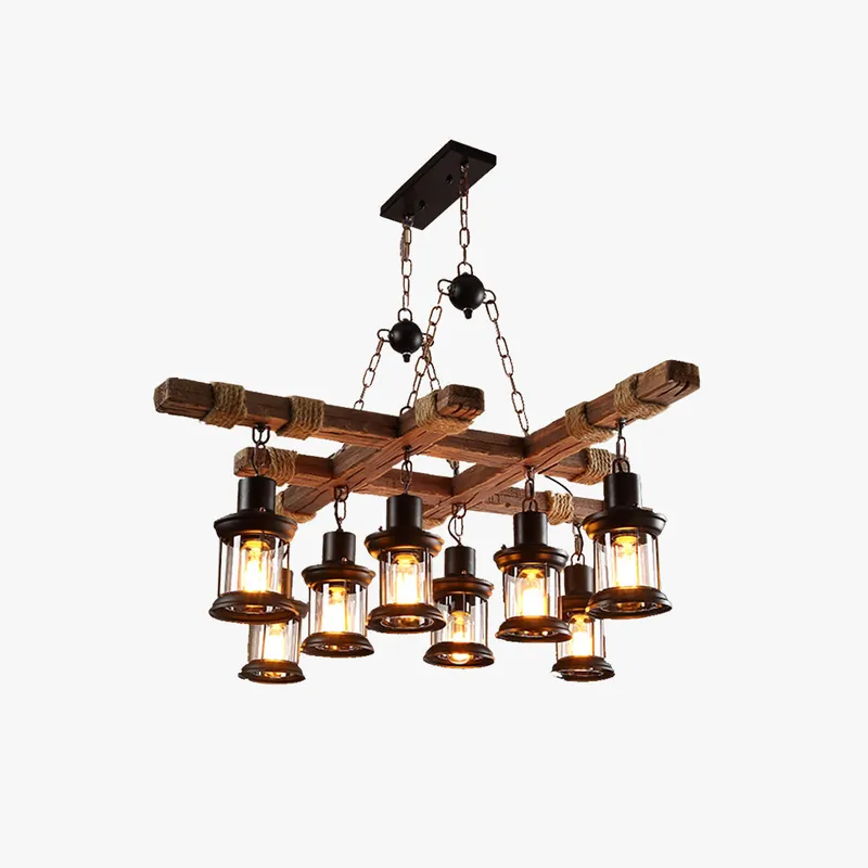 Epoch Industriel LED Classique Lustre Bois Métal Verre Salon\\/Bar