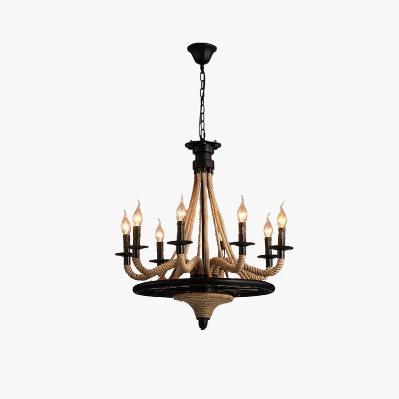 Epoch Suspension LED Vintage Métal Noir\\/Barre de Corde
