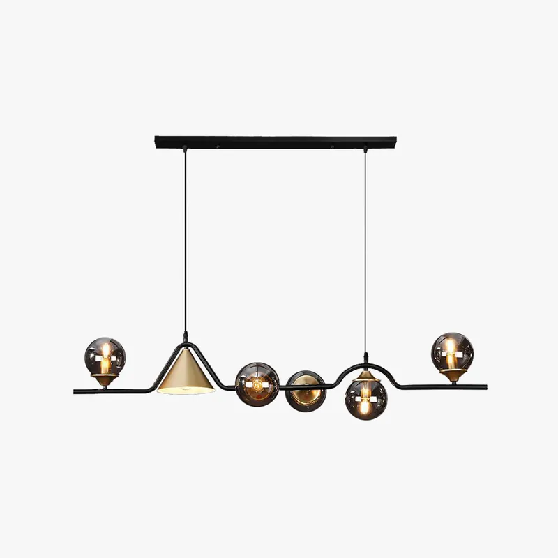 Ray Moderne LED Suspension Noir\\/Or Verre Salon\\/Chambre à Coucher