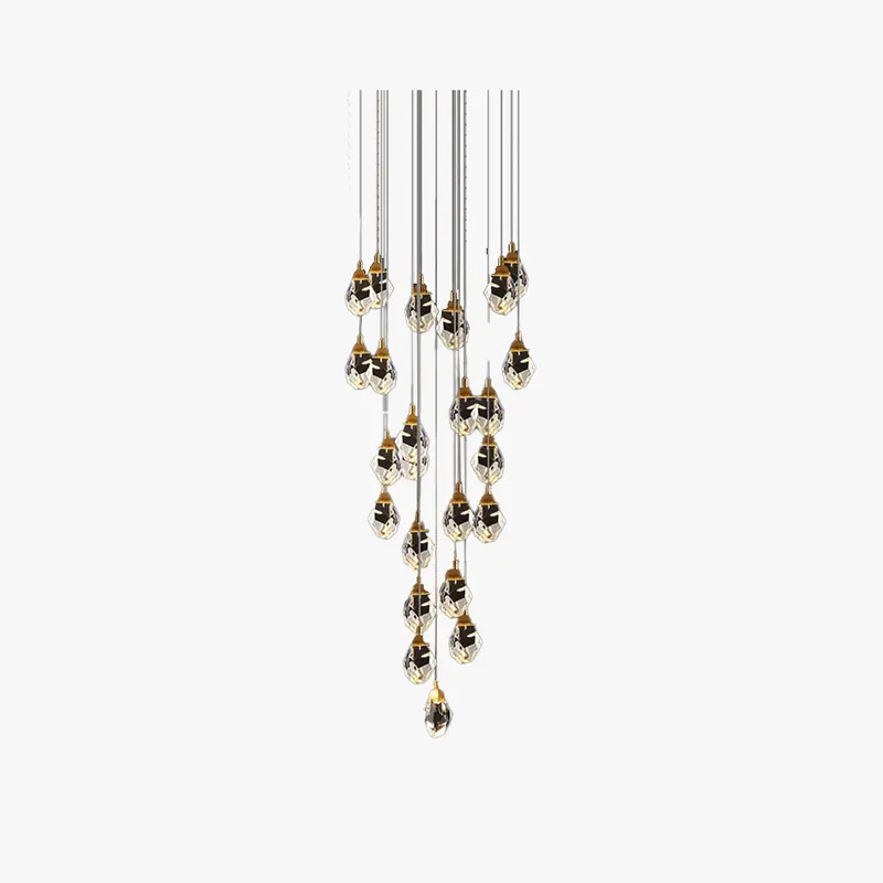 Kristy Luminaire Or Suspension Verre\\/Métal Pierres Chambre\\/Salon
