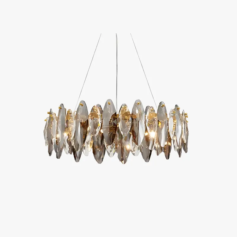 Kristy Design LED Lustre Verre\\/Métal Cristaux Dorés Salon\\/Chambre à Coucher