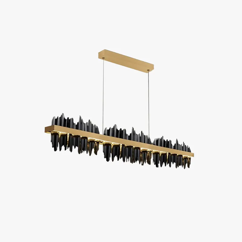 Kristy Lustre LED Rectangles Verre\\/Métal Noire Or Salon
