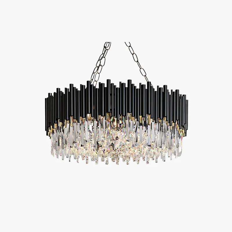 Kristy Suspension LED Industrielle Noir Cylindrique En Verre\\/Métal Salon