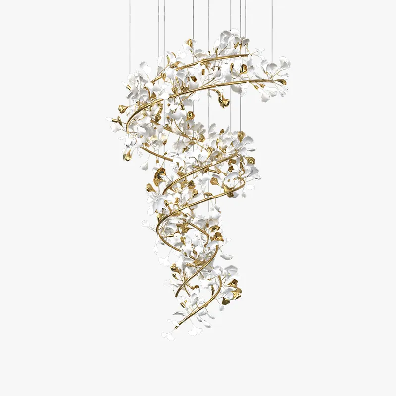 Olivia Lustre Fleur AntGlo Moderne , Métal\\/Céramique, Or, Escalier