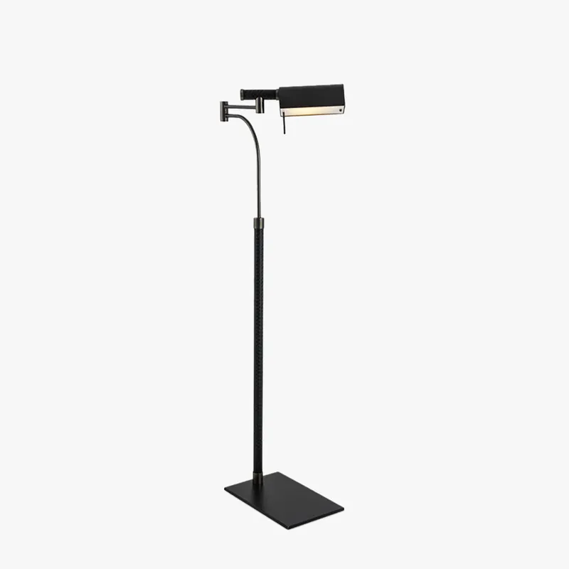 Mira Lampadaire Rectangulaire Moderne, Cuir\\/Métal, Noir, Salon