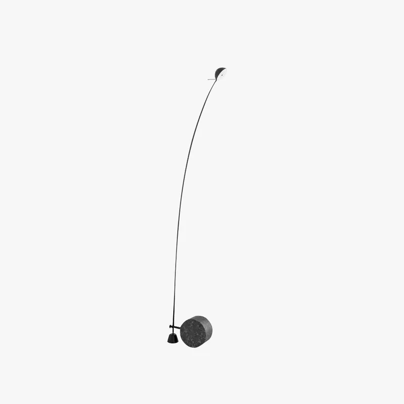Mira Lampadaire Courbe Moderne, Marbre\\/Métal, Noir, Salon