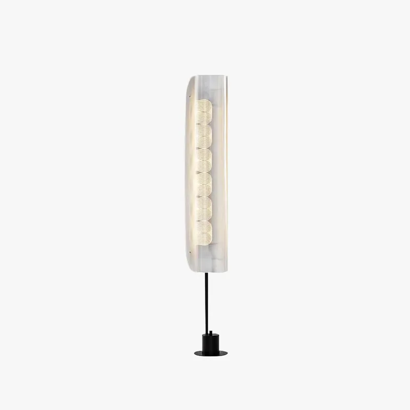 Mira Lampadaire Anneau Minimaliste, Métal\\/PMMA, Blanc, Salon