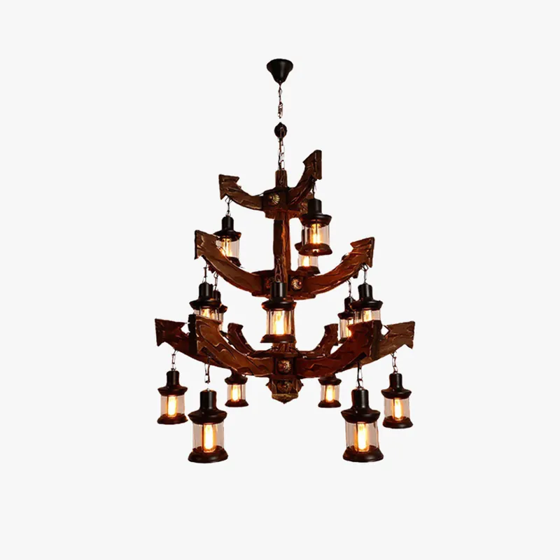Epoch Lustre Vintage, Metal\\/Bois, Marron, Salon