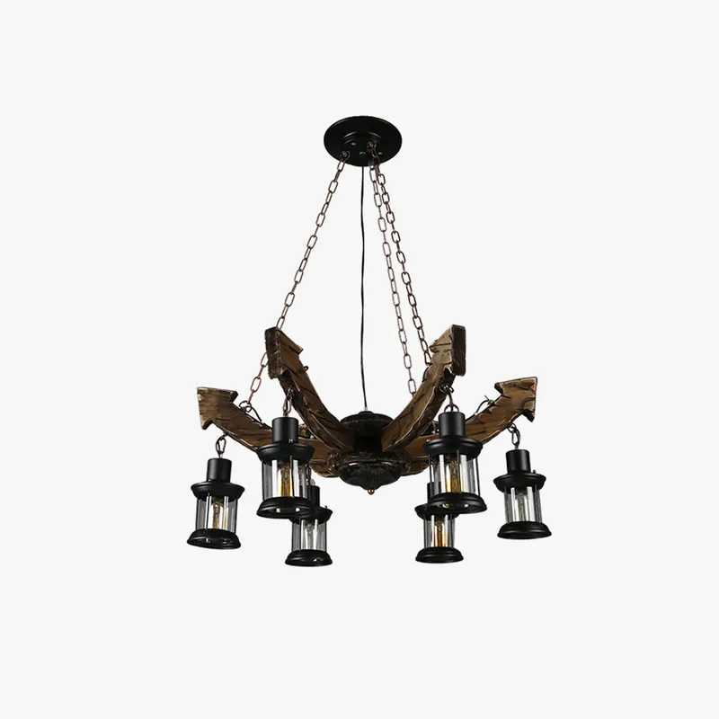 Epoch Lustre Flèche Vintage, Metal\\/Bois, Marron, Salon